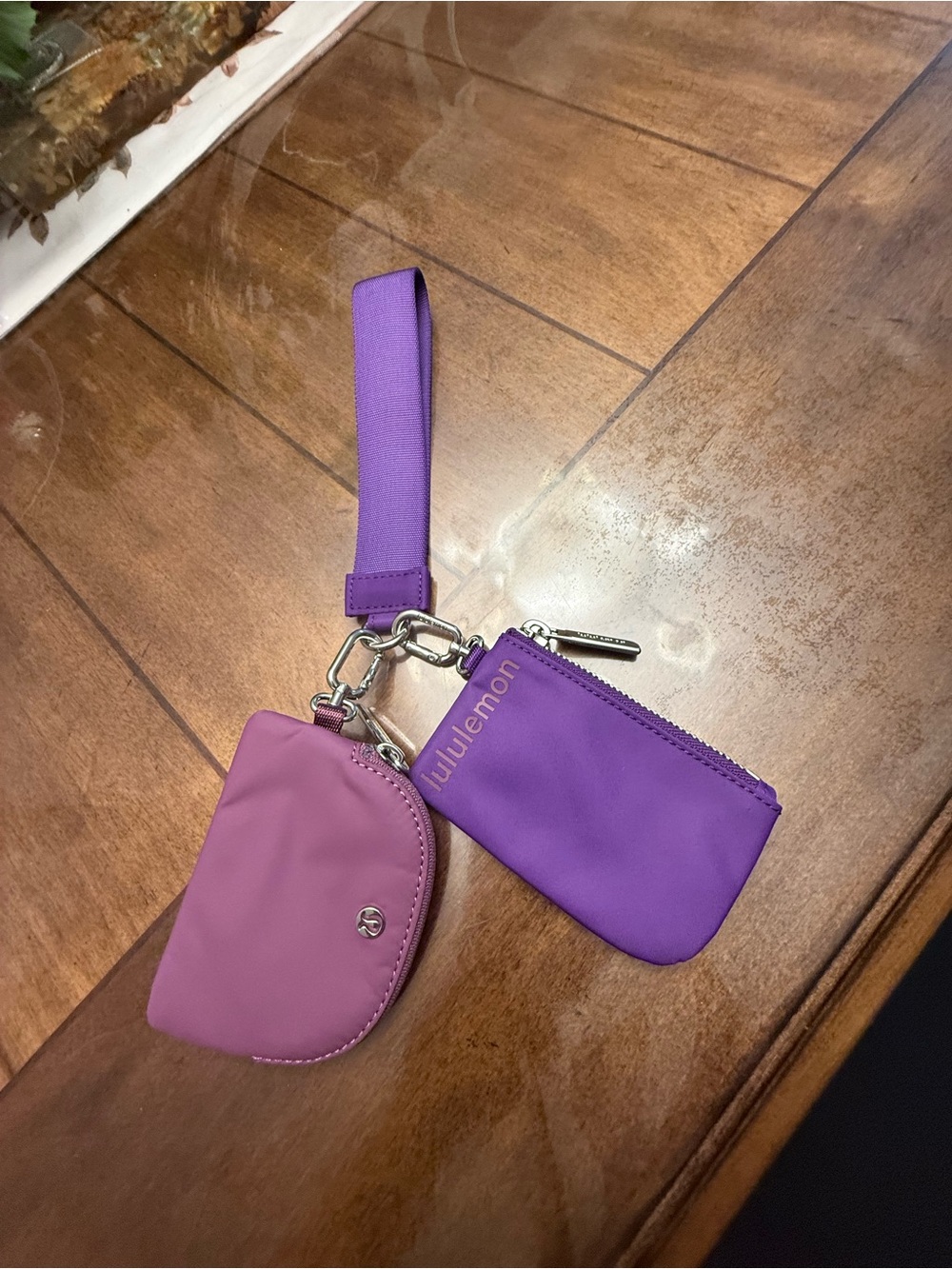 *NWOT* lululemon athletica Pink Wristlet Key & Card Pouch Set